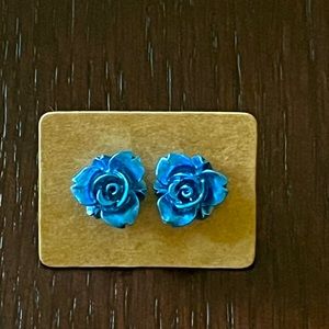 Blue rose earrings never worn